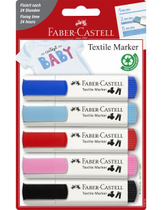 FC159530,BLISTER 5 MARKERE TEXTILE ROSU-ALBASTRU FABER-CASTELL