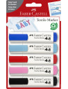 FC159530,BLISTER 5 MARKERE TEXTILE ROSU-ALBASTRU FABER-CASTELL