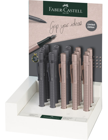 FC144133,DISPLAY 15 BUC PIX GRIP 2011 ROSE CUPRU&GRI ANTR. FABER-CASTELL