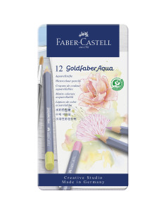 FC114622,Creioane colorate aquarelle FABER CASTELL 12 culori pastel goldfaber