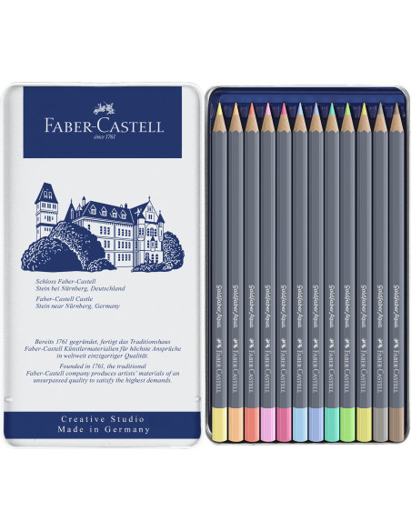 FC114622,Creioane colorate aquarelle FABER CASTELL 12 culori pastel goldfaber