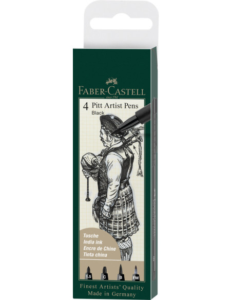 FC167153,Pitt artist pen set 4 buc negru ( 1.5,c,b,fm) faber-castell FC167153,Pitt artist pen set 4 buc negru ( 1.5,c,b,fm) faber-castell