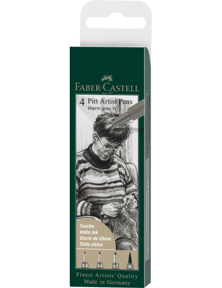 FC167169,Pitt artist pen set 4 buc gri cald faber-castell FC167169,Pitt artist pen set 4 buc gri cald faber-castell