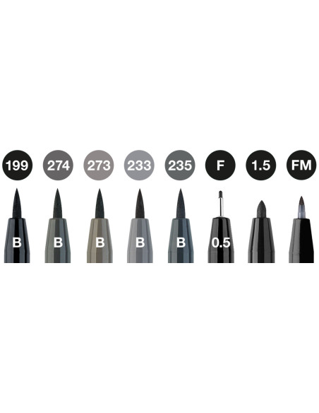 FC167171,Pitt artist pen set 8 buc negru & gri faber-castell