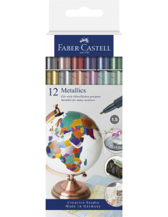 FC160713,Set 12 buc marker metallics faber-castell