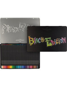 Creioane colorate FABER-CASTELL FC116437 in cutie din metal, 36 culori, Black Edition 2