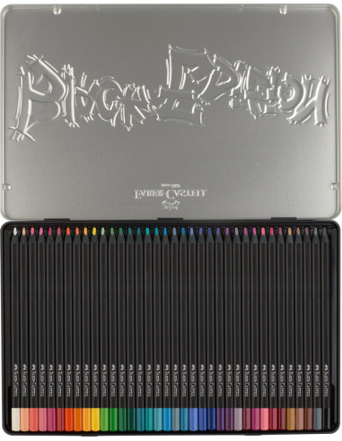 FC116437,Creioane colorate FABER-CASTELL 36 culori in cutie din metal, Black edition
