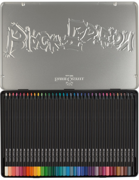 FC116437,Creioane colorate FABER-CASTELL 36 culori in cutie din metal, Black edition