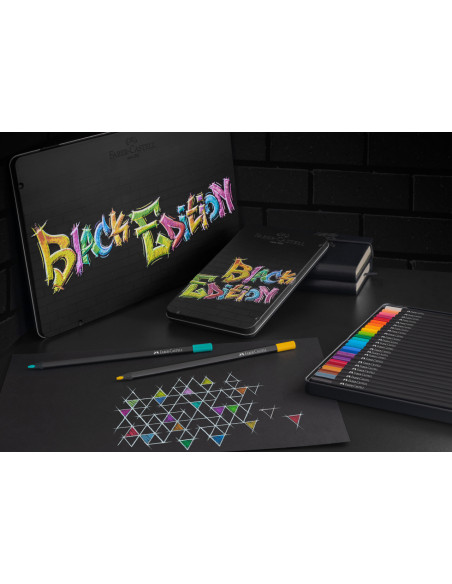 FC116437,Creioane colorate FABER-CASTELL 36 culori in cutie din metal, Black edition