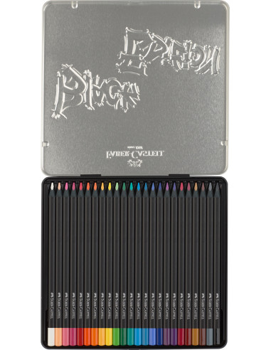 FC116425,Creioane colorate FABER-CASTELL in cutie din metal, 24 culori, Black Edition FC116425,Creioane colorate FABER-CASTELL in cutie din metal, 24 culori, Black Edition