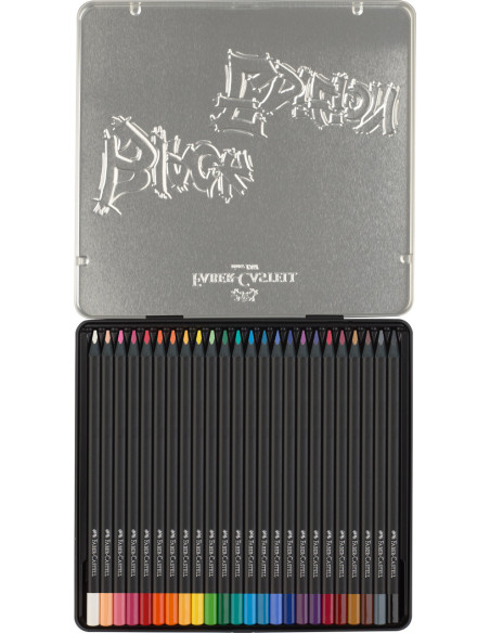 FC116425,Creioane colorate FABER-CASTELL in cutie din metal, 24 culori, Black Edition FC116425,Creioane colorate FABER-CASTELL in cutie din metal, 24 culori, Black Edition