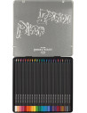 FC116425,Creioane colorate FABER-CASTELL in cutie din metal, 24 culori, Black Edition