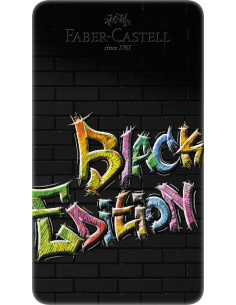 Creioane colorate FABER-CASTELL FC116413 in cutie de metal, 12 culori, Black Edition 2