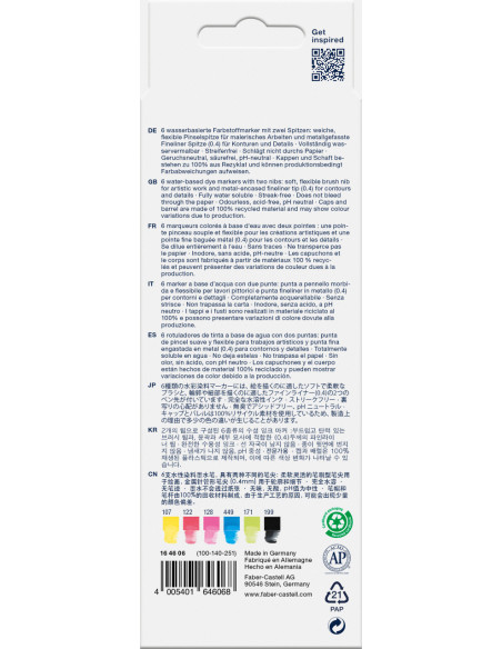 FC164606,Marker solubil 2 capete set 6 buc culori de baza goldfaber faber-castell