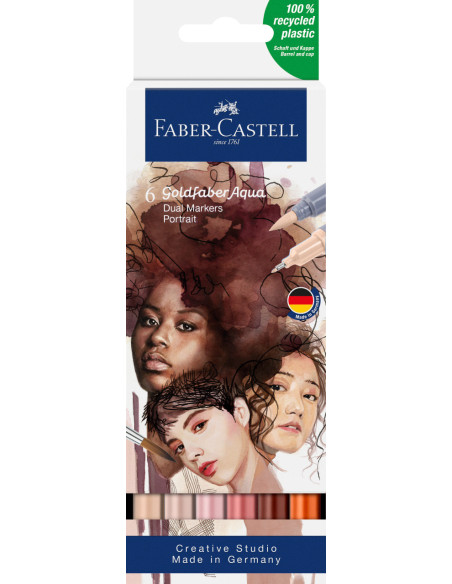 FC164523,Marker solubil 2 capete set 6 buc portret goldfaber faber-castell