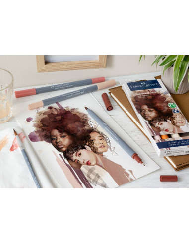 FC164523,Marker solubil 2 capete set 6 buc portret goldfaber faber-castell