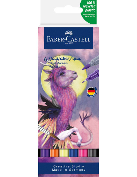 FC164526,Marker solubil 2 capete set 6 buc fantasy goldfaber faber-castell FC164526,Marker solubil 2 capete set 6 buc fantasy goldfaber faber-castell
