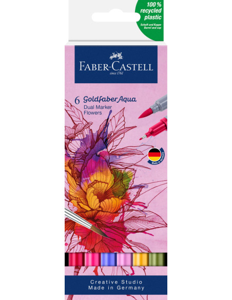 FC164527,Marker solubil 2 capete set 6 buc flori goldfaber faber-castell FC164527,Marker solubil 2 capete set 6 buc flori goldfaber faber-castell