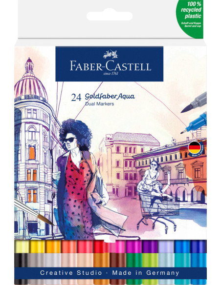 FC164624,Marker solubil 2 capete set 24 buc candy shop goldfaber faber-castell