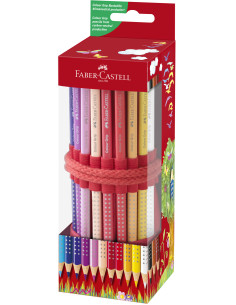 FC201541,Rollup 18 creioane colorate grip + ascutitoare sleeve FABER-CASTELL