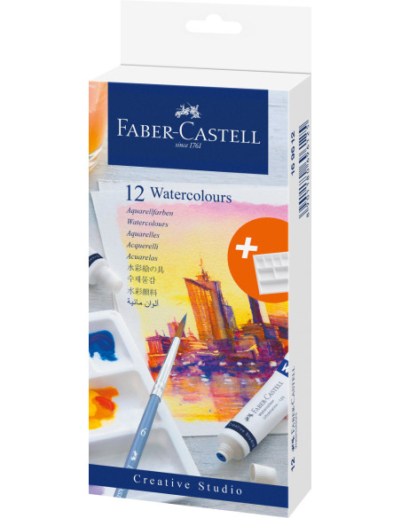 FC169612,TEMPERA ACUARELE 12 CULORI 9ML + PALETA FABER-CASTELL