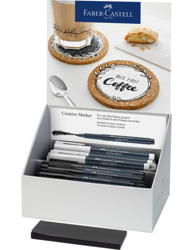 FC160702,DISPLAY 50 BUC MARKER CREATIV ALB&NEGRU FABER-CASTELL