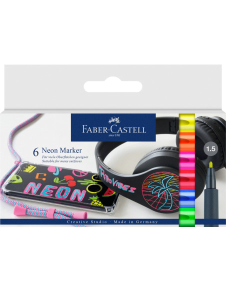 FC160806,Set de markere FABER-CASTELL Creativ Neon, 6 buc