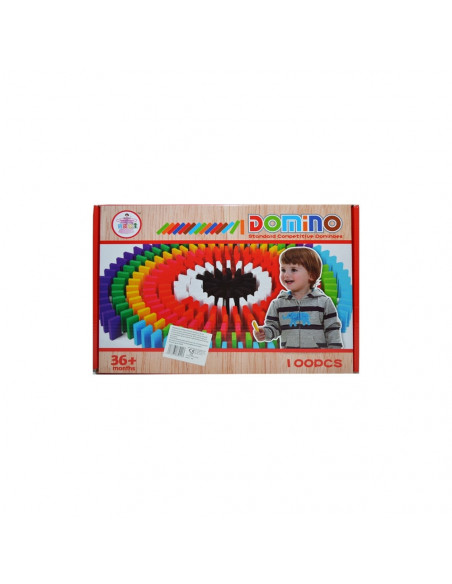 Domino de lemn colorat, 100 piese/cutie