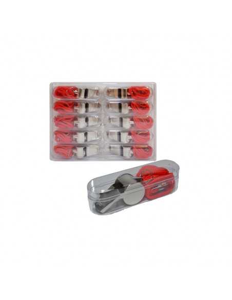 Fluier din metal cu snur, diverse culori,2959