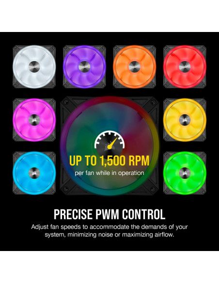 VENTILATOR CORSAIR, pt PC, 120 mm, 1500 rpm, LED RGB, pack 3