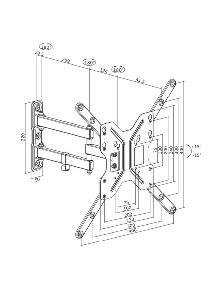 SUPORT de perete LOGILINK, pt 1 TV/monitor, diag. max 55 inch