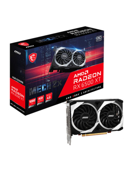 PLACA VIDEO MSI "Radeon RX 6500 XT MECH 2X 4GB OC", 4 GB GDDR6
