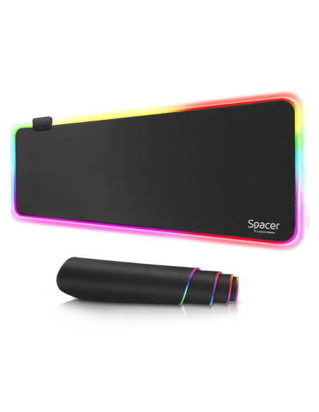 MousePAD RGB SPACER gaming, cauciuc si material textil, 900 x