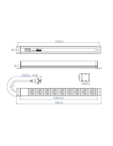 PDU BACHMANN, 1U pt. rack 19 inch, 9 prize IEC, intrare Schuko