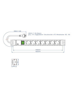 PDU BACHMANN, 1.5U pt. rack 19 inch, 7 prize Schuko, intrare 2