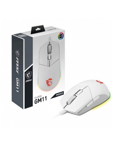 MSI Clutch GM11 wired symmetrical Mouse WHITE, "CLUTCH GM11