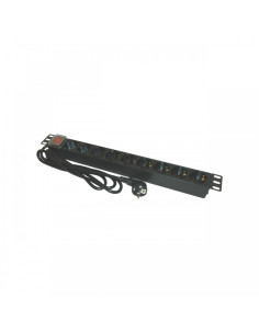 Bara alimentare aluminiu / PDU, 19 inch, 9 prize Schuko +