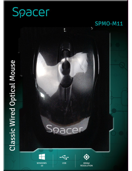 MOUSE Spacer, PC sau NB, cu fir, USB, optic, 800 dpi