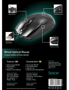MOUSE Spacer, PC sau NB, cu fir, USB, optic, 800 dpi 2