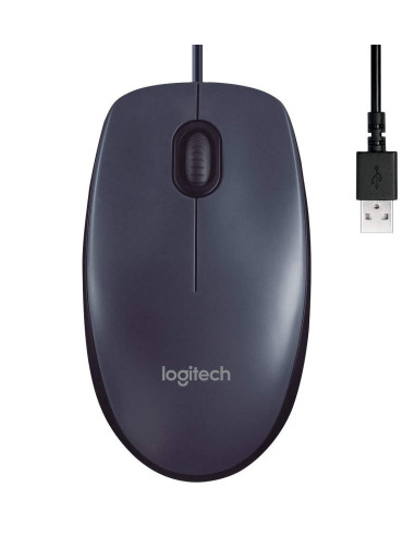 MOUSE LOGITECH, "M100", PC sau NB, cu fir, USB, optic, 1000