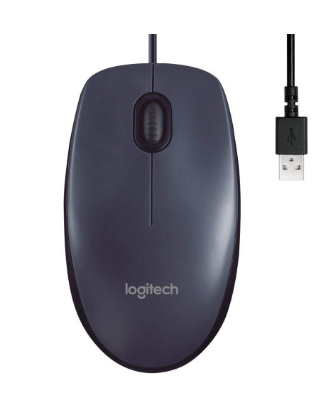 MOUSE LOGITECH, "M100", PC sau NB, cu fir, USB, optic, 1000