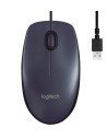 MOUSE LOGITECH, "M100", PC sau NB, cu fir, USB, optic, 1000