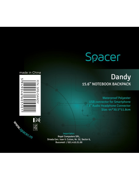 RUCSAC SPACER, pt. notebook de max. 15.6", 1 compartiment