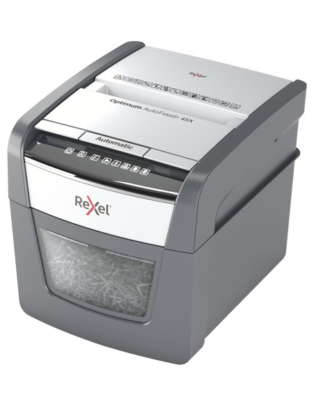 Distrugator automat documente Rexel OPTIMUM 45X, 45 coli, P4 Distrugator automat documente Rexel OPTIMUM 45X, 45 coli, P4