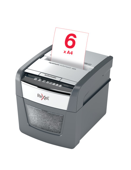 Distrugator automat documente Rexel OPTIMUM 45X, 45 coli, P4 Distrugator automat documente Rexel OPTIMUM 45X, 45 coli, P4