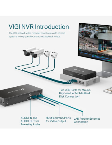 NVR TP-Link VIGI, 8 canale, capacitate max 10 TB, porturi HDMI