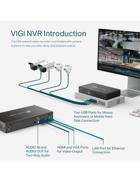 NVR TP-Link VIGI, 8 canale, capacitate max 10 TB, porturi HDMI