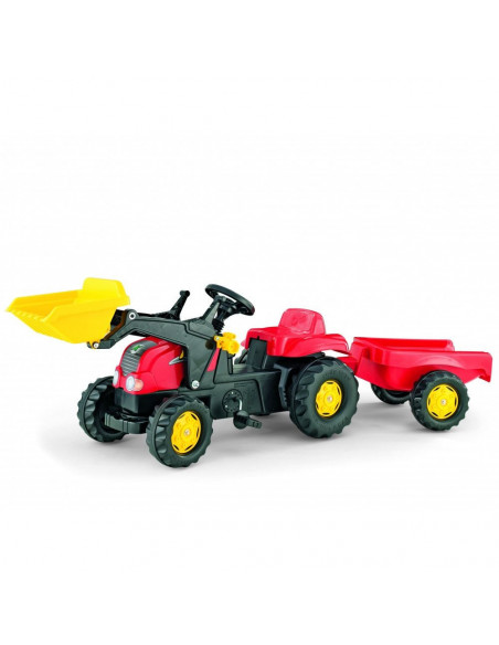 Tractor cu pedale Rolly Kid X cu remorca si cupa, Rosu,023127