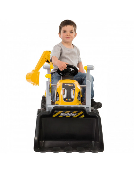 Tractor cu pedale si remorca Smoby Builder Max, Galben,710301