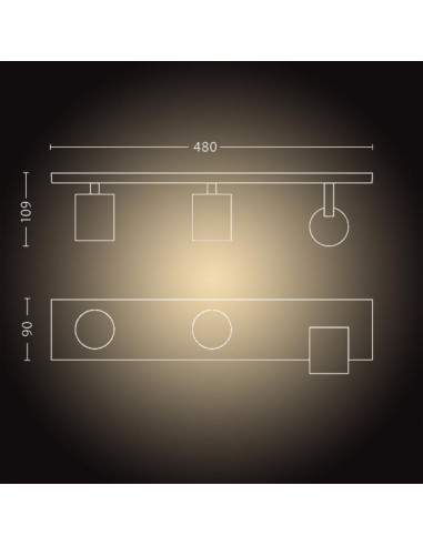 PLAFONIERA smart PHILIPS, LED, soclu GU10, putere 5 W x 3, tip